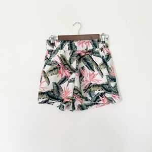 Loft Tropical Print Paper Bag Pull On Shorts